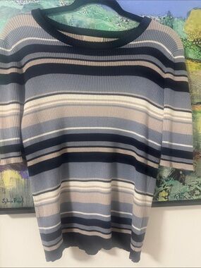 Elbow Length Striped Sweater